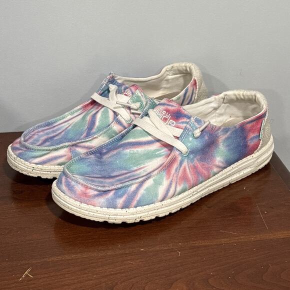 Hey Dude Wendy Rise Womens Size 11 "Rose Candy Tie Dye" Slip On Shoes Preowned - Picture 1 of 10